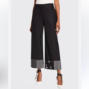 NEW MONSE Bandana Print Cuff Trousers Black White Size 4